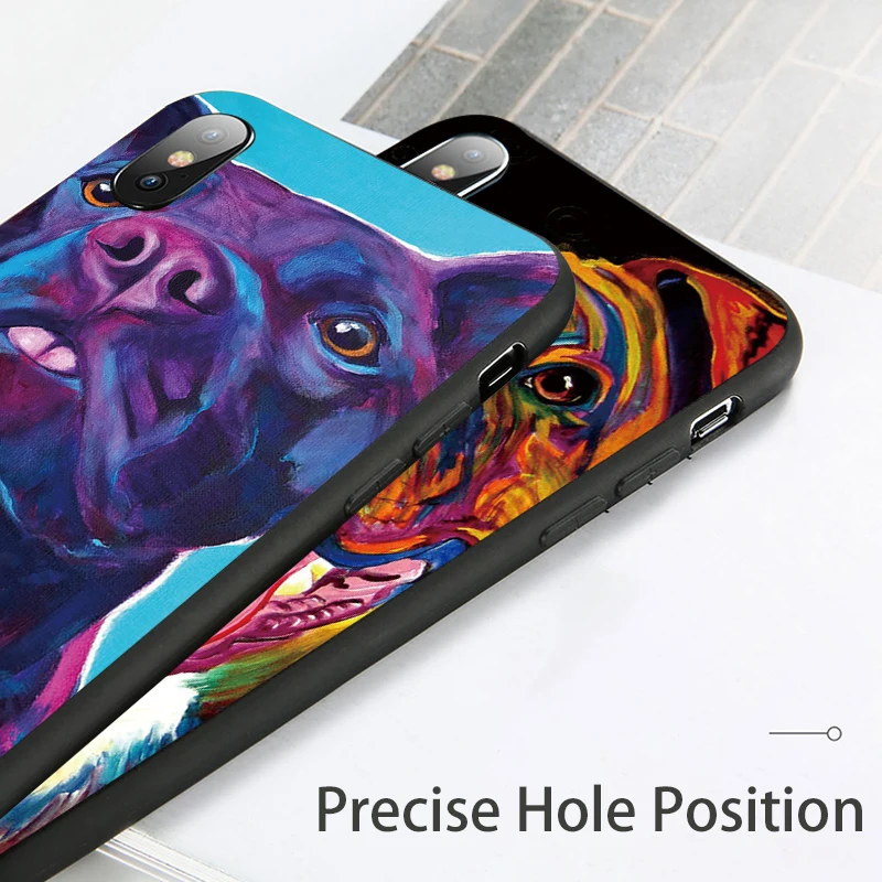 Iphone 7plus черный чехол для iphone 7 Plus силиконовый Capa etui животное собака кошка череп