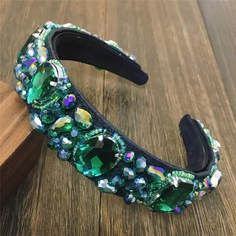 

Green Crystal Baroque Rhinestone Headband Star Hairbands For Women Rhinestone Hairband Gift Hair Hoop For Party Wholesale