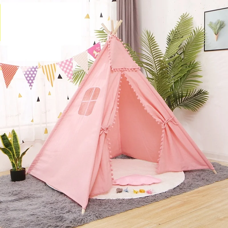 Kids Tents Camping tent House for children Foldable Game Teepee Indian indoor Canvas Cotton Triangle Tipi children's Toys Gifts