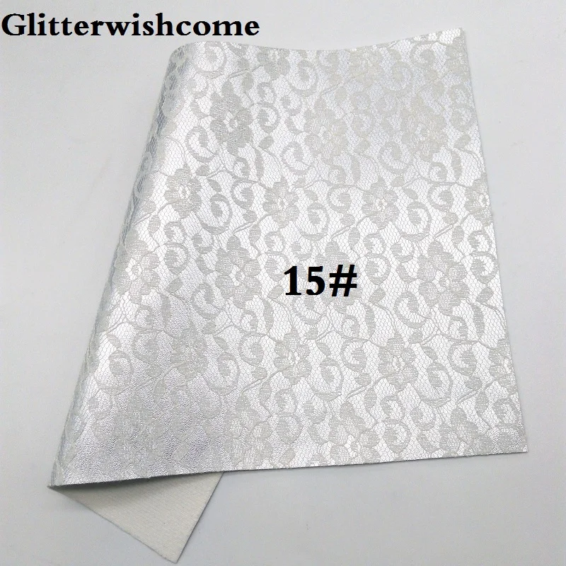 Glitterwishcome 21X29 см A4 размер винил для бантов металлик Синтетическая кожа со стеганым кружевом искусственная кожа листы для бантов, GM093A - Цвет: 15