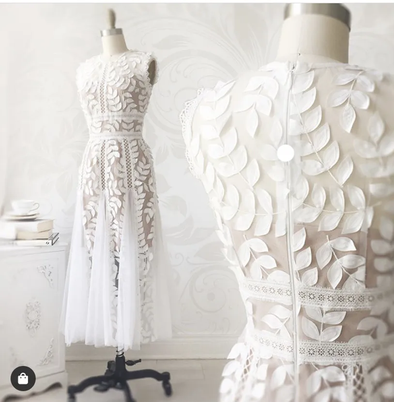 Кружевное свадебное платье LFY белое фатиновое с 3D аппликацией французский стиль