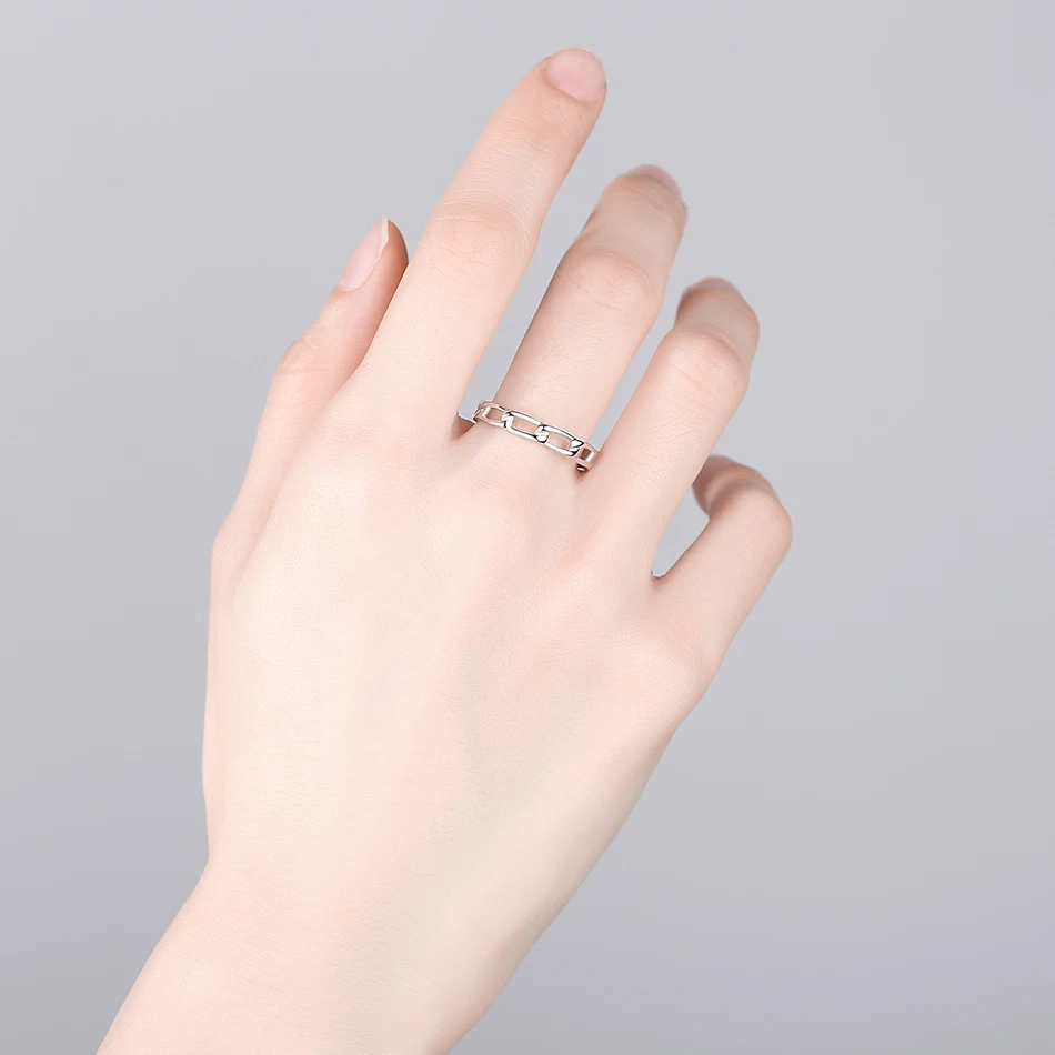 ELESHE 2020 New 925 Sterling Silver Open Link Rings Band Retro Weave Cross Chain Finger Ring for Women Fine Jewelry | Украшения и