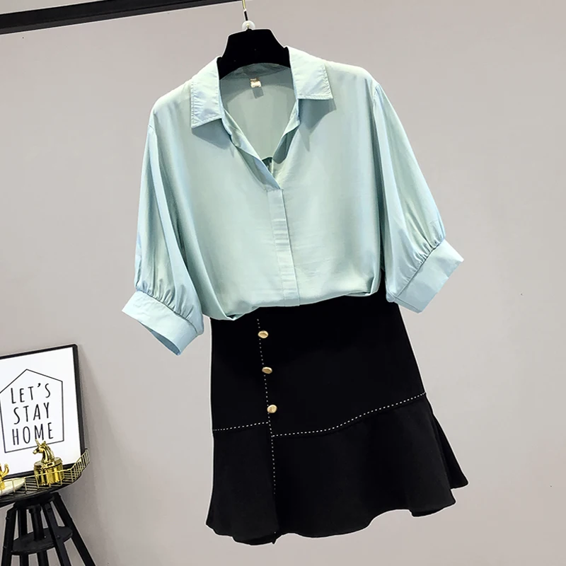 

Turn Down-collar Casual Single Breasted Solid Loose Women Blouses and Tops Short Sleeve 2021 Summer Chiffon Women Shirts 14623