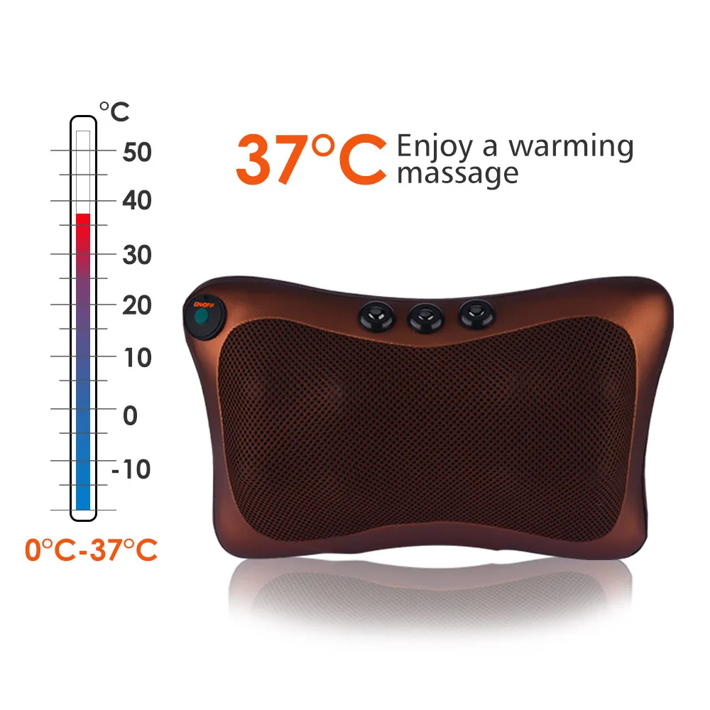 

Electric Rechargeable Infrared Physiotherapy Massage Pillow Shoulder Back Kneading Relaxation Massager Relief Muscles Device