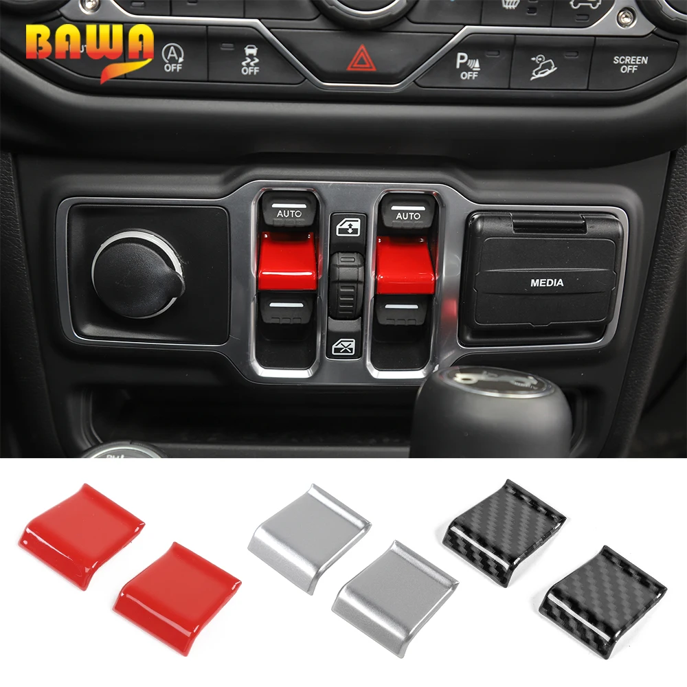 

Наклейки BAWA ABS для кнопки управления окном в центральной консоли для Jeep Wrangler JL 2018 + аксессуары для внутренних молдингов