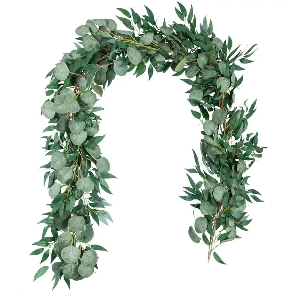 

1Pcs Artificial Eucalyptus Leaves Garland with Willow Vines Twigs Leaves for Wedding Party Table Runner Greenery Garland Indoor