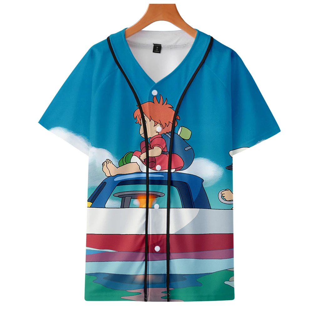 

Футболка Ponyo на скале, бейсбольная Футболка 3D, летняя повседневная спортивная стильная женская/Мужская модная одежда с коротким рукавом, по...