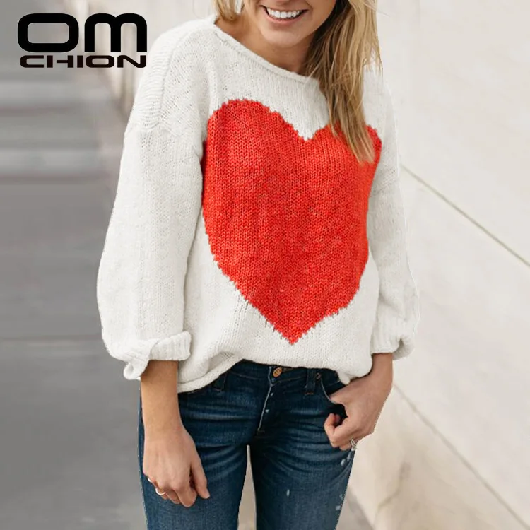 OMCHION Pull Femme 2021 зимние женские свитера и пуловеры с принтом сердечек в Корейском