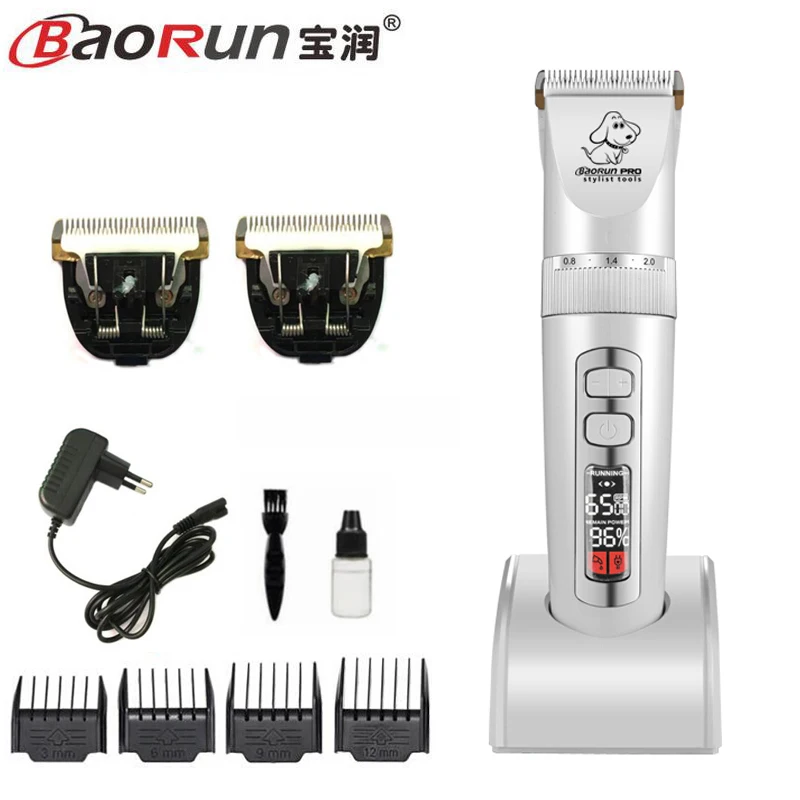 Add 2pcs blades BAORUN P9 профессиональная машинка для стрижки животных, собак, триммер для стрижки домашних животных, триммер для кошек, электрические ножницы, машинка для стрижки - Цвет: Add 2pcs blades