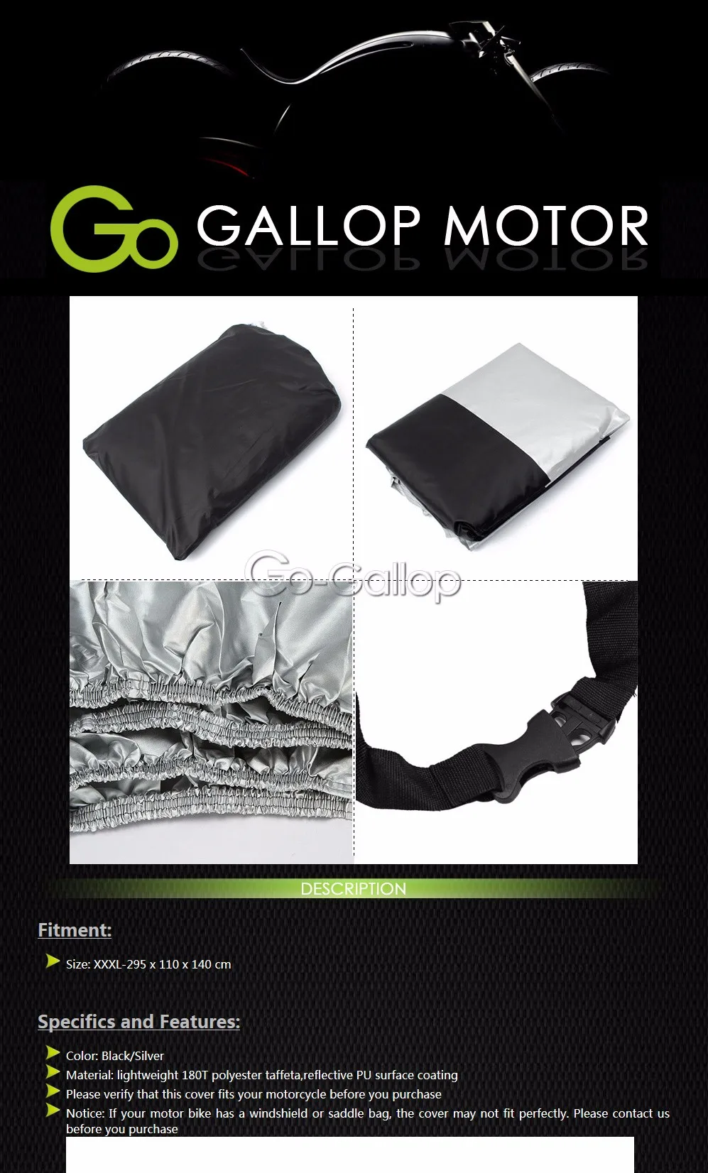 

XXXL Waterproof Motorcycle Cover For Harley Road King Custom FLHR/Honda Goldwing GL 1200 1500 1800/Yamaha Royal Star Venture