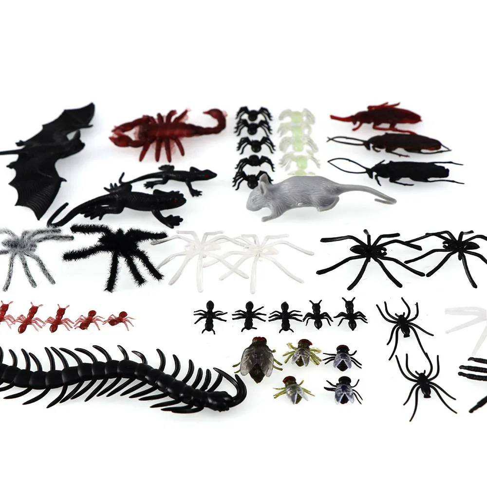 44pcs Simulation Plastic Halloween outdour Bat cockroach Fake Spiders Scorpion For DIY Party  Halloween Decoration horror house