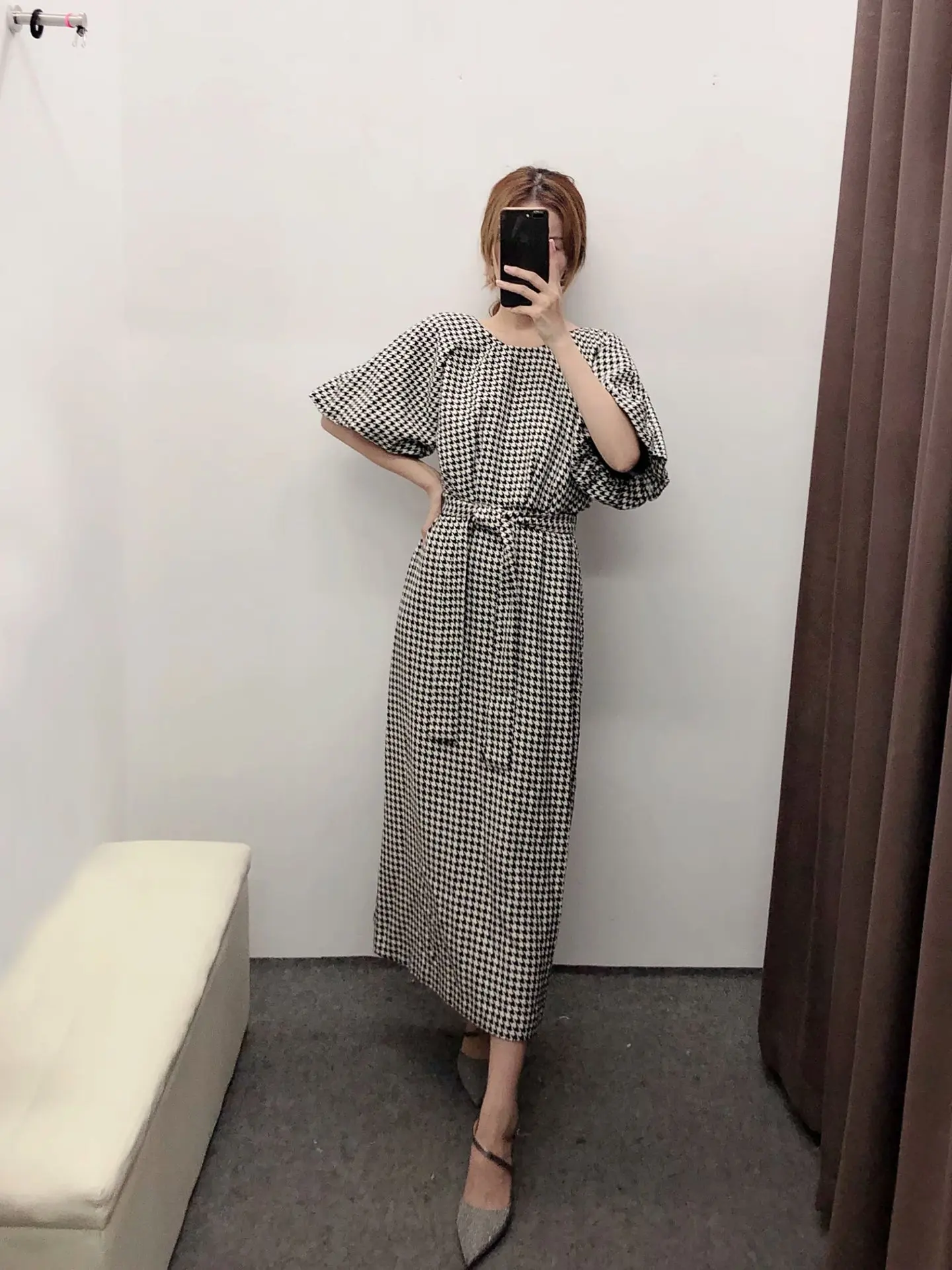 Новинка 2019 года сезон зима осень чехол с круглым воротником и поясом платье N8