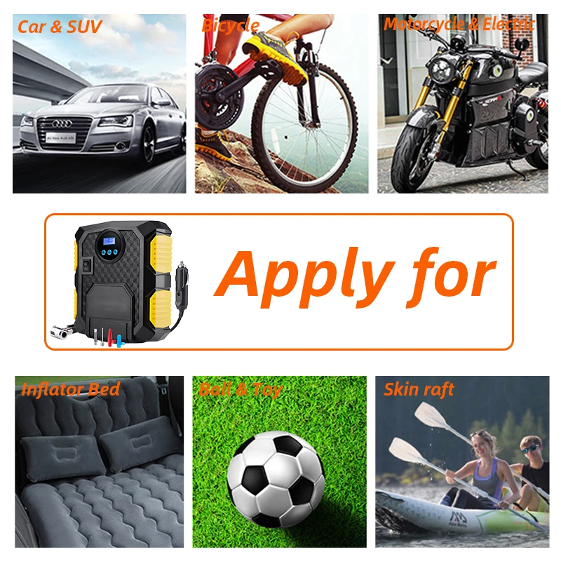 Digital Tire Inflator DC 12 Volt Car Portable Air Compressor Pump 150 PSI Suitable for Motorcycle Bike | Автомобили и мотоциклы