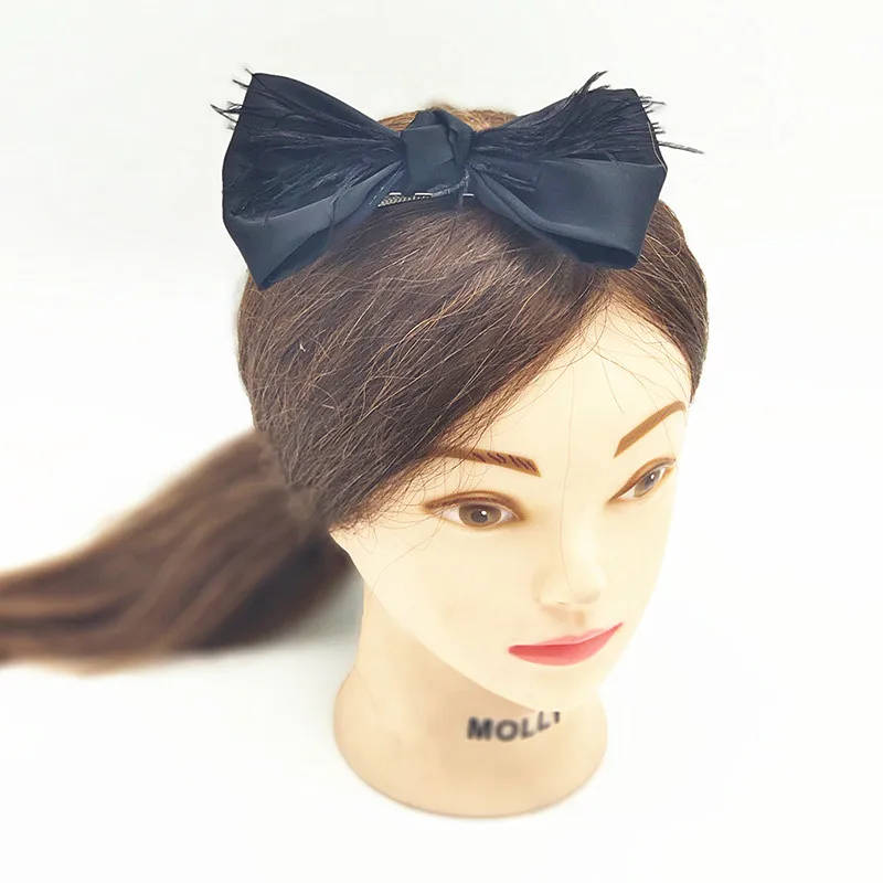 Заколка для волос однотонная с перьями модный зажим бантом женщин и девочек