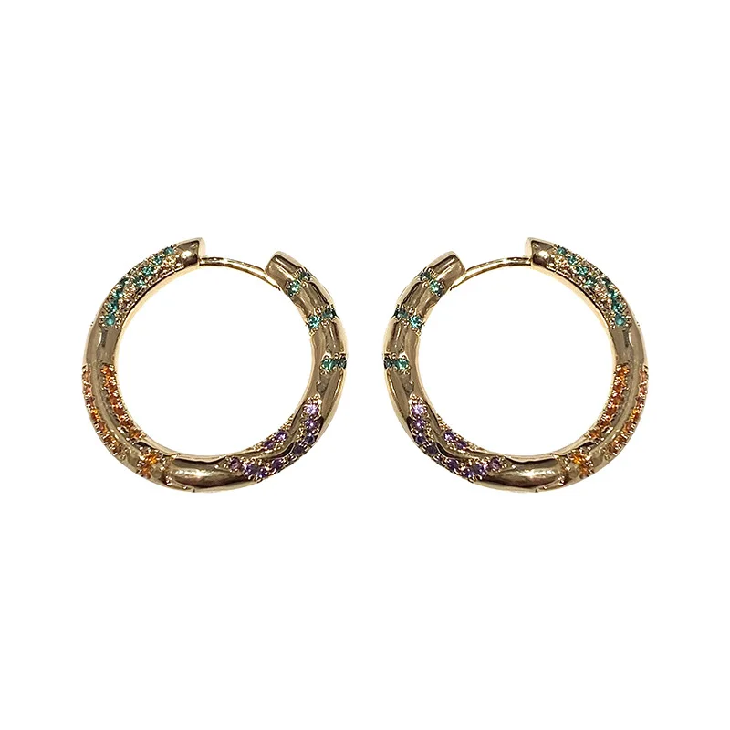 Queen Lotus High Quality Big Earrings For Women Stud Circle Colorful AAA Zircon Fashion Jewelry for Party | Украшения и