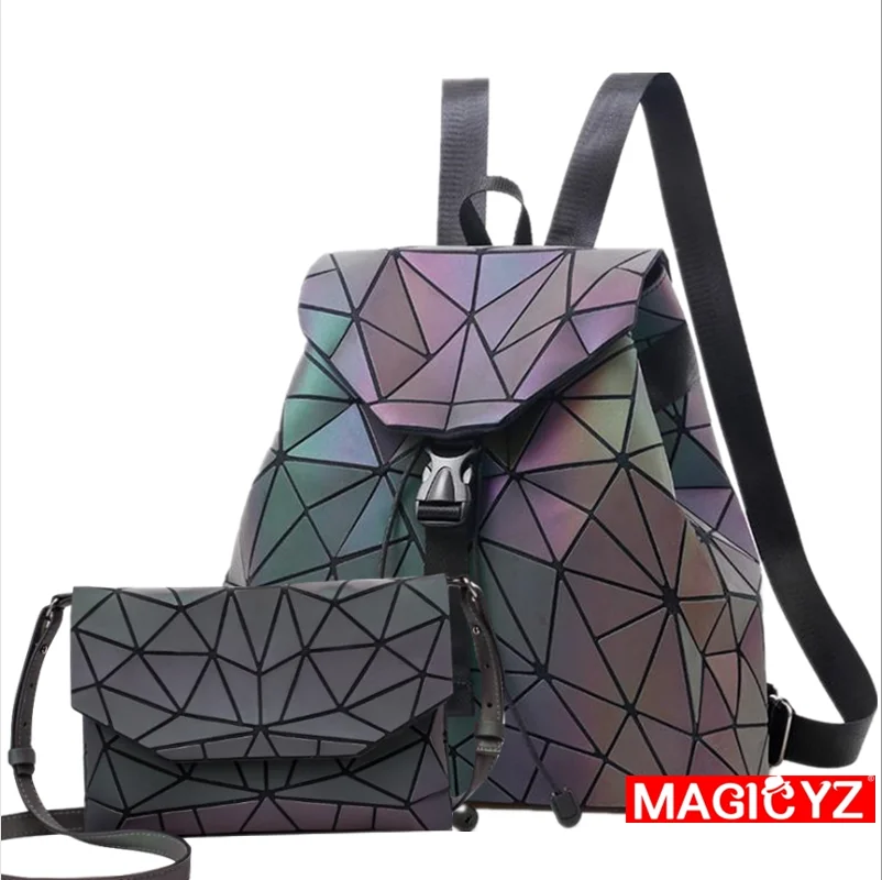 MAGICYZ женский лазерный Светящийся рюкзак Геометрическая сумка на плечо складные школьные сумки для девочек-подростков голографический мешок dos - Цвет: Triangle envelope2ps