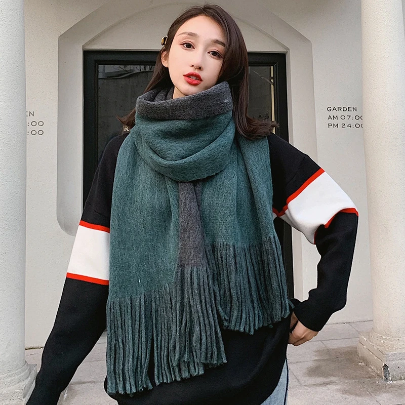 Женский шарф-Пашмина Модный мягкий кашемировый шарф с кисточками зима 2019 |