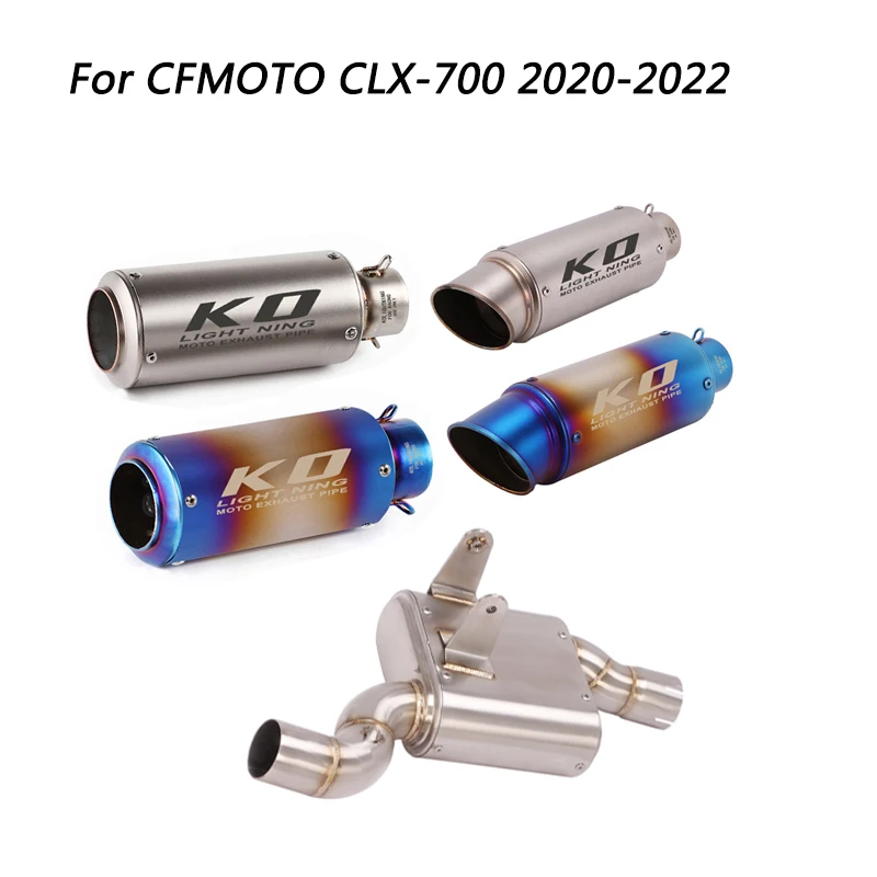 

Slip On Motorcycle Exhaust Mid Link Pipe And 51mm Tail Tube Stainless Steel Delete Catalyst For CFMOTO CLX-700 2020-2022