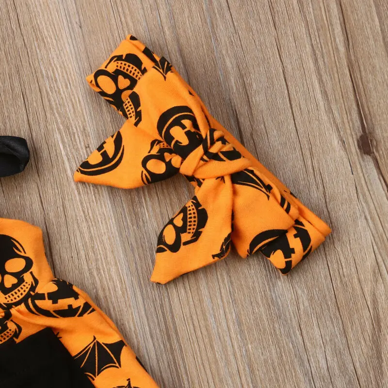 

3pcs Toddler Baby Girl Pumpkin Dress Tops+Pants Newborn Halloween Outfit Clothes Set