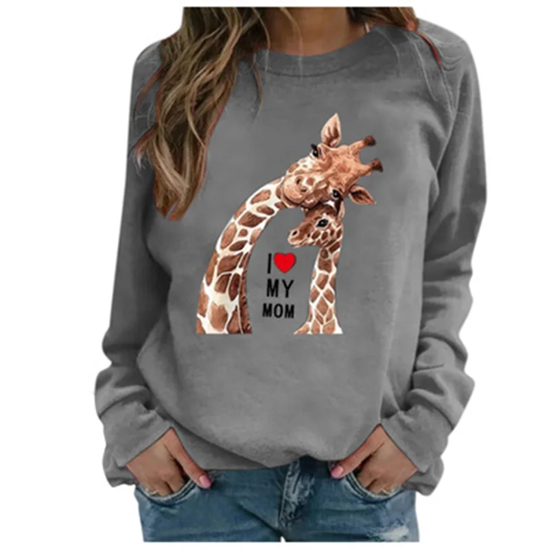 

2021 New loose spring and Autumn Burst Cartoon Leisure long-sleeved Ladies t-shirt