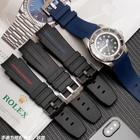 20mm 21mm 22mm waterproof silicone rubber watch strap is suitable for rolex single red black green water ghost watch chain