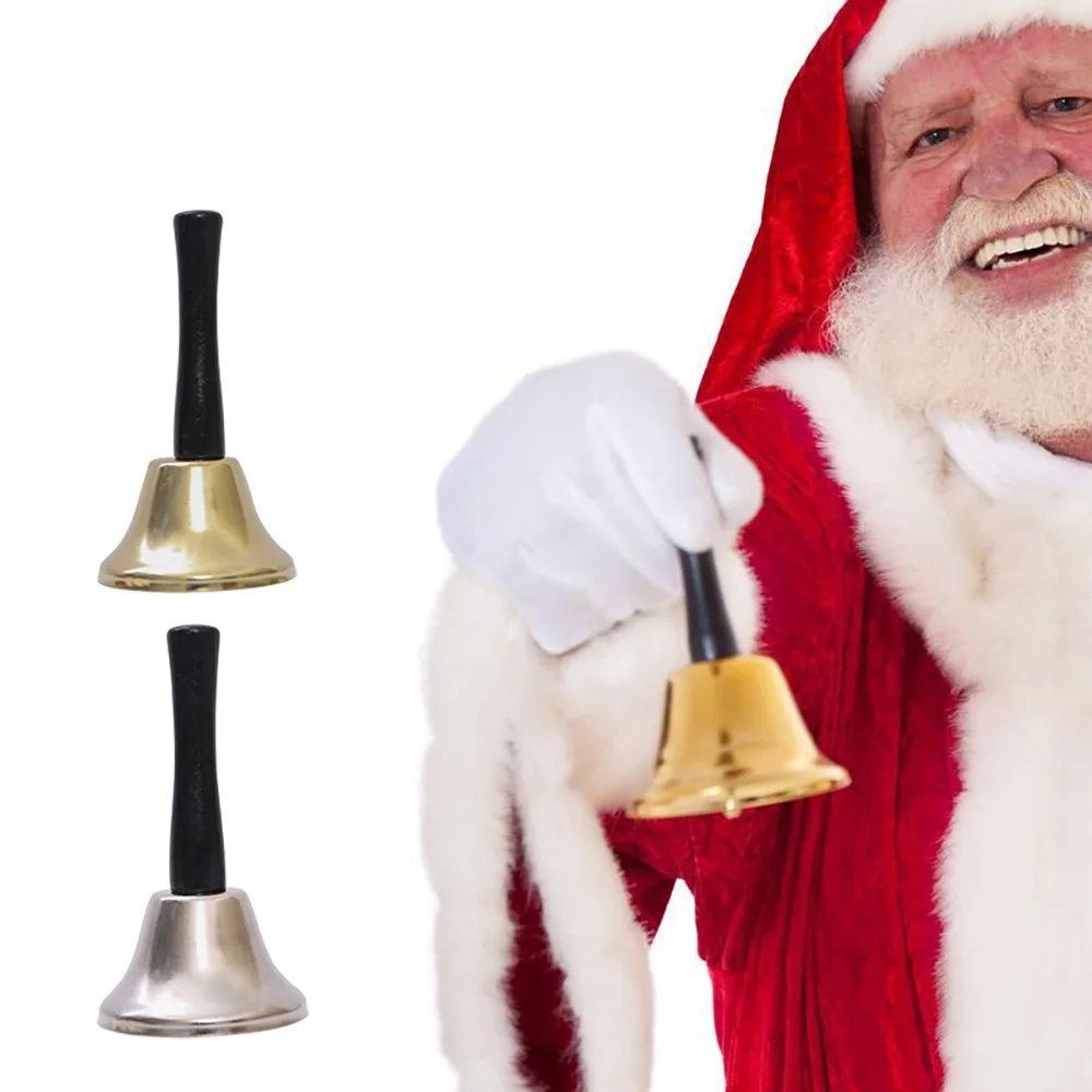 

Колокольчик для рождественской елки, золотистый, серебристый, с дедом морозом