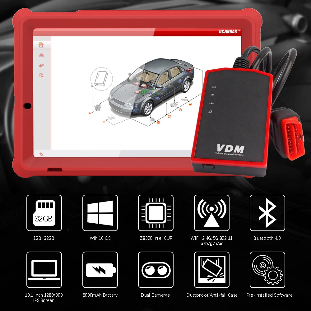 UCANDAS VDM V4.8 Wifi Профессиональный OBD2 Автомобильный сканер SRS EPB Многоязычная полная система OBDII диагностический инструмент Бесплатное обновление