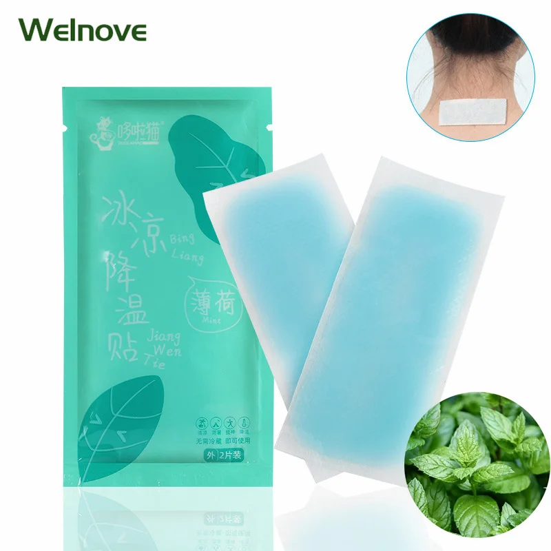 

2Pcs Cooling Patch Down Fever Ice Medical Plaster Mint Anti Hot Family Outdoors Essential Patches Cold Sticker Baby Adult