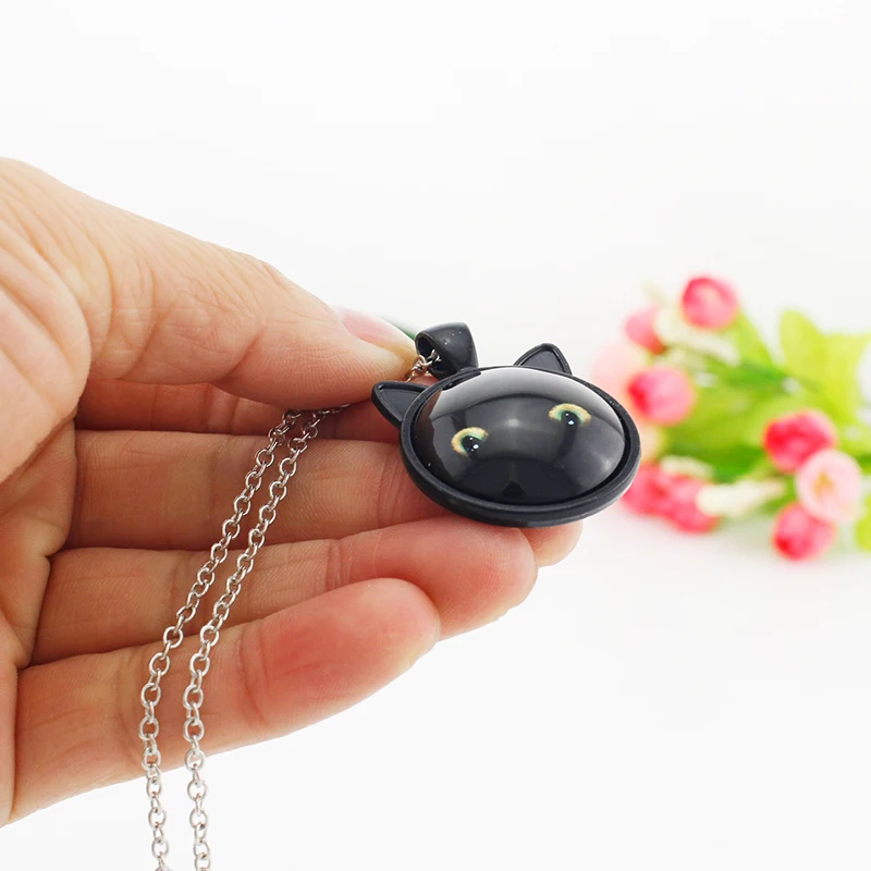 Ожерелье JOINBEAUTY с подвеской в форме черной кошачьей лапы и следов лап собаки, ручной работы с кабошоном из стекла, милый подарок для девочек, ювелирные изделия NT334.