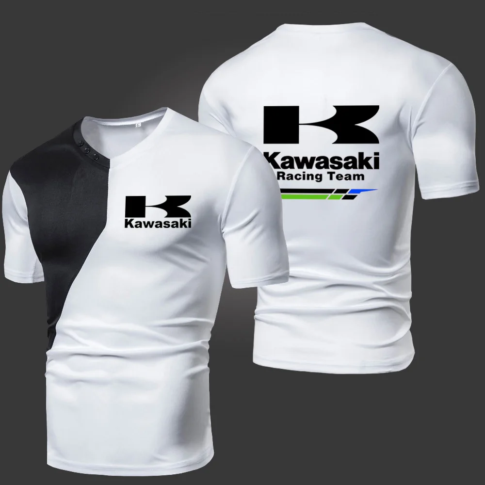 Новые летние Kawasaki мужские футболки сплошной Цвет Сращивание Повседневные