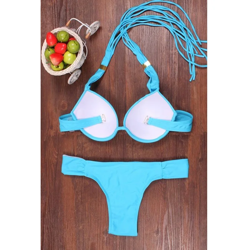 

Solid Swimwear Sexy Women Swimsuit Push Up Bandage Bikini Set Bathing Suit Female Summer Swimming Clothes