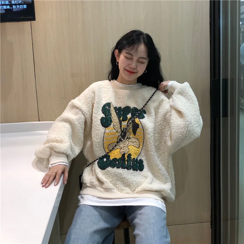 

Cartoon Rabbit Funny Pullover Womens Jerseys and Sweats Tops Autumn Winter Clothing