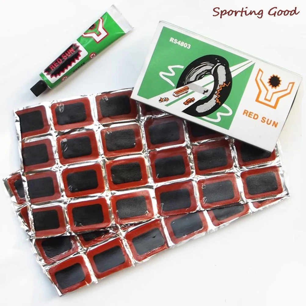 

48 Pcs+1 Glue High Quality Round Bicycle Bike Tire Tyre Rubber Patch Piece Cycling Puncture Repair Tools Kits