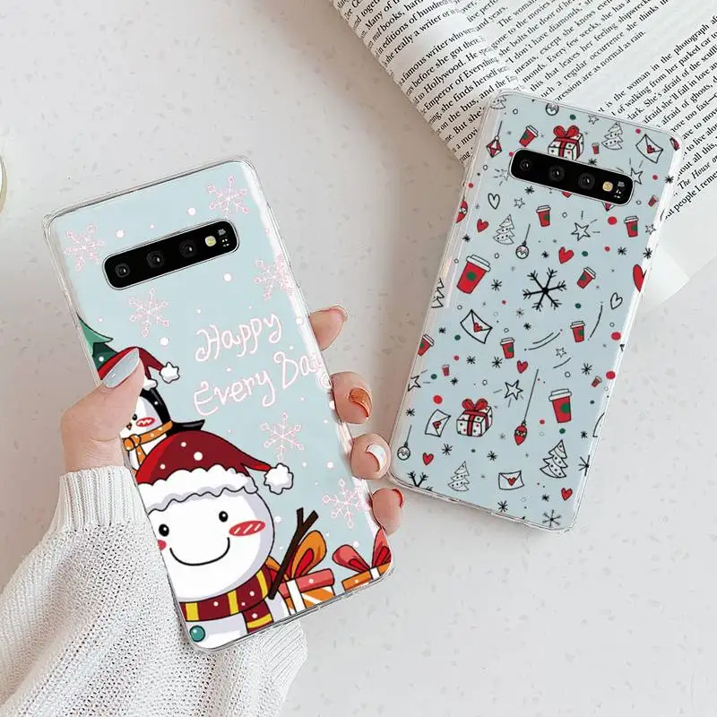 

Merry christmas cartoon cute Phone Case Transparent For Samsung Galaxy A S 7 8 11 21 50 30 81 51 90 5G 20 E Ultra M60S