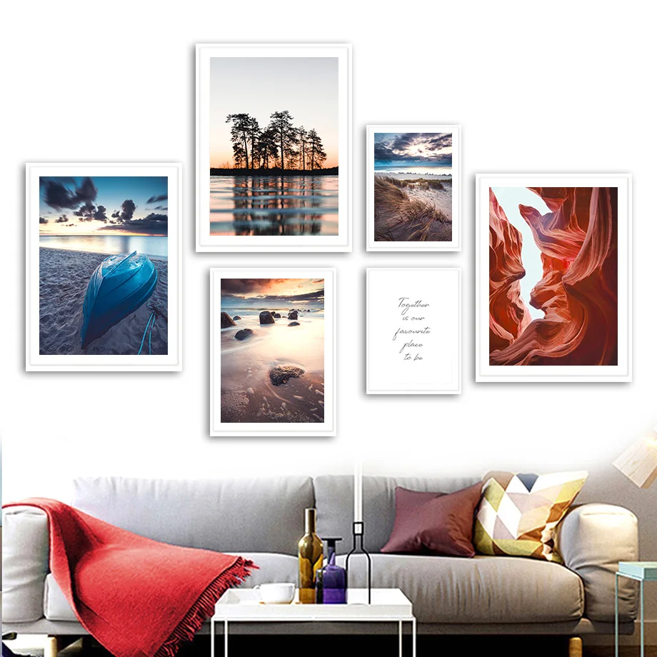 

Antelope Canyon Sunset Sea Beach Boat Landscape Wall Art Canvas Painting Posters And Prints Wall Pictures For Living Room Decor