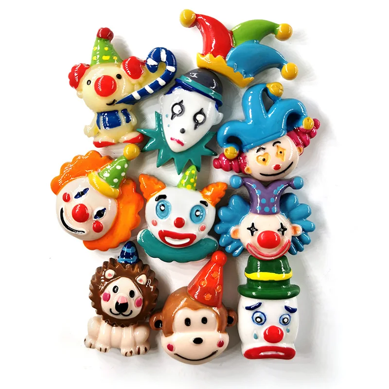 10 шт. Цирк Клоун Лев магнит на холодильник 3D Смола ремесло белая доска малыш