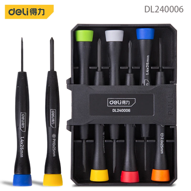 Deli DL240006 Rainbow Watch Screwdriver 6 Sets Repairable Alarm Clock, Electronic Products And Small Household Appliances, Etc.
