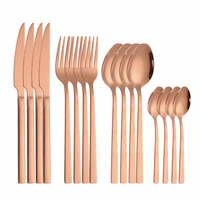 kitchen tableware stainless steel cutlery set rose gold dinnerware set forks spoons knives set flatware silverware set cutlery