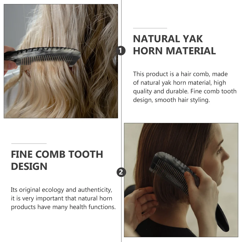 

1Pc Fine Tooth Comb Yak Horn Comb Home Hair Styling Comb Exquisite Comb (Black)