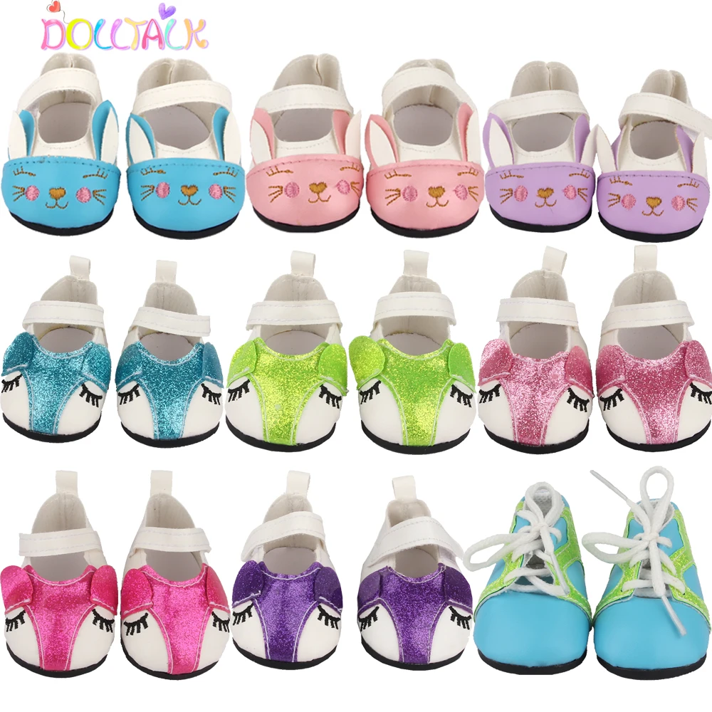 

18 inch Doll Shoes American Doll Accessories 7cm Cute Cartoon Unicorn&Kitty Shoes For 43cm Baby New Born&DIY Russia OG Girl Doll