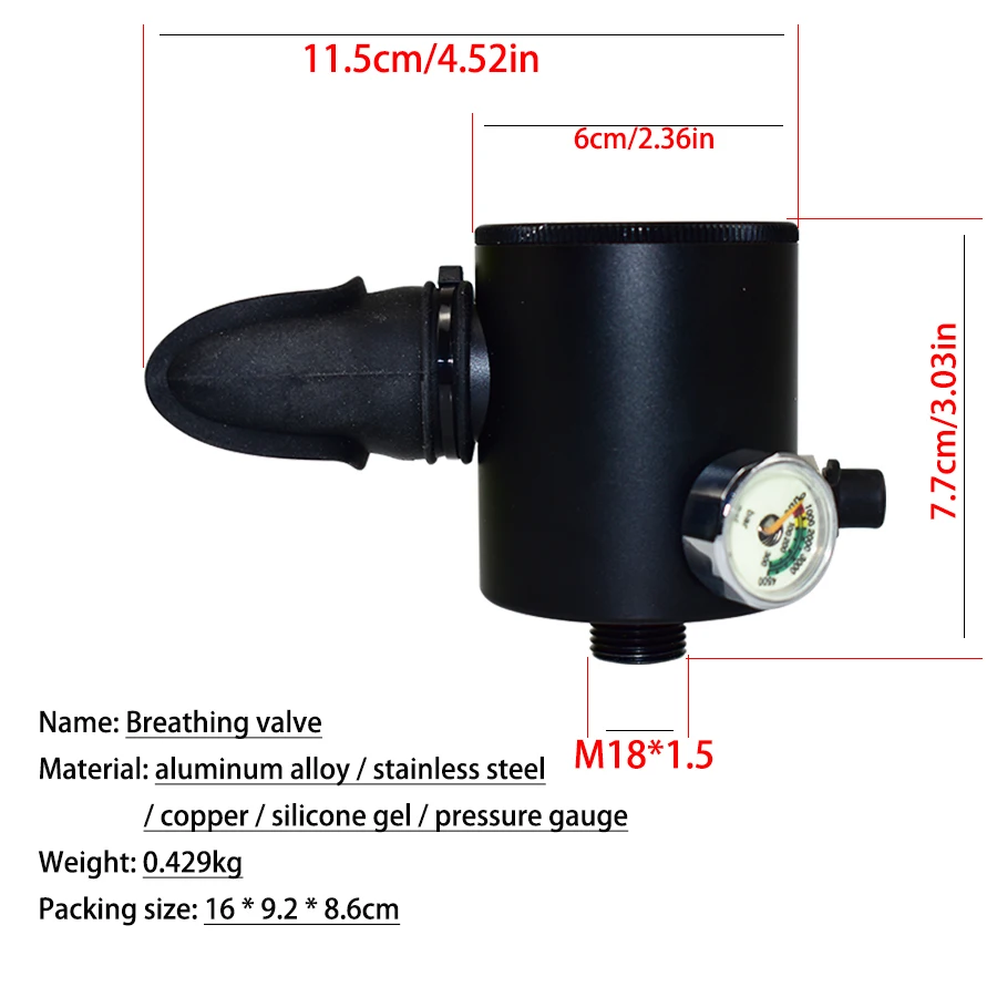 Миниатюрная головка клапана кислородного бака для дайвинга M18 * 1 5 резьбовой