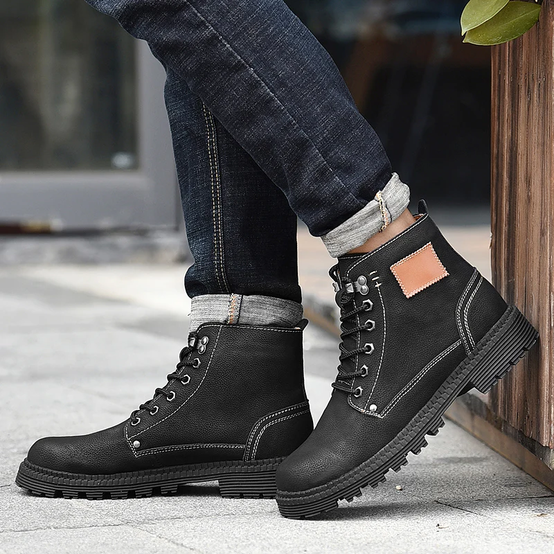

Men Casual Shoes Leather Casual Leather Shoes Men Fashion High Top Sneakers Men's Male Shoe For Sneaker Leisure Mens Hightop