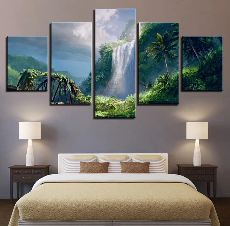 

Modern Canvas Painting Framework HD Printed Office Wall Art Pictures 5 Pieces Natural Scenery Poster Decoration Home Living Room