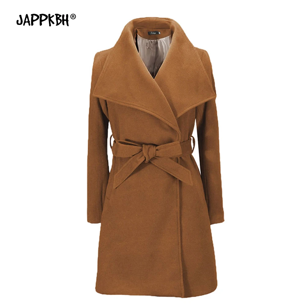 Женский пиджак с поясом повседневный длинный черный в винтажном стиле Осень зима