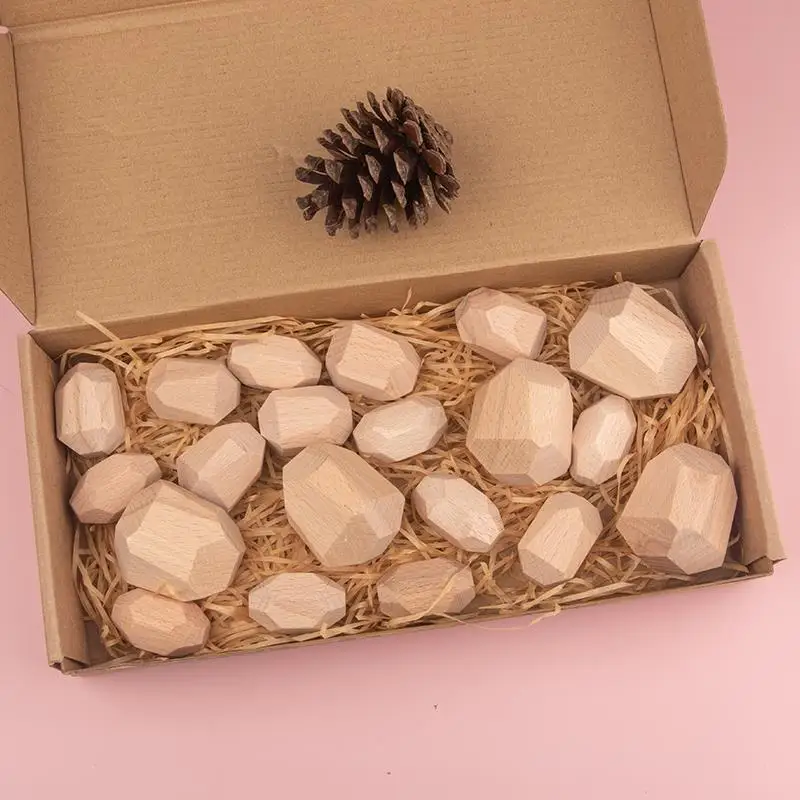 

Simple style colored wooden building blocks stone puzzle stacking stone music children children wooden toys family decorations