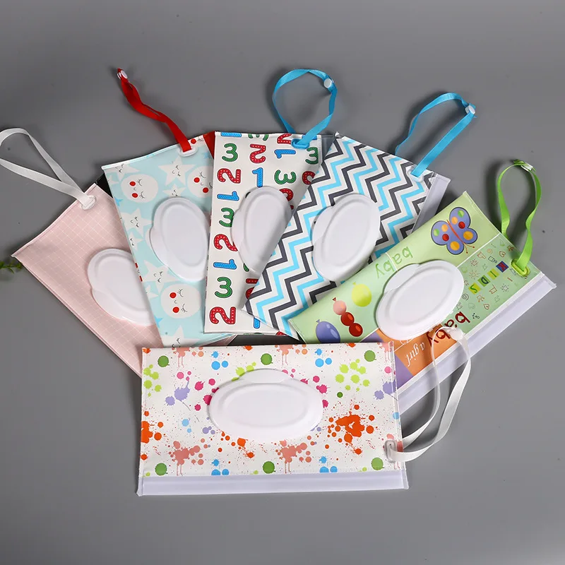 

New EVA Baby Wet Wipe Pouch Wipes Holder Case Flip Cover Snap-Strap Reusable Refillable Wet Wipe Bag Outdoor Portable Tissue Box