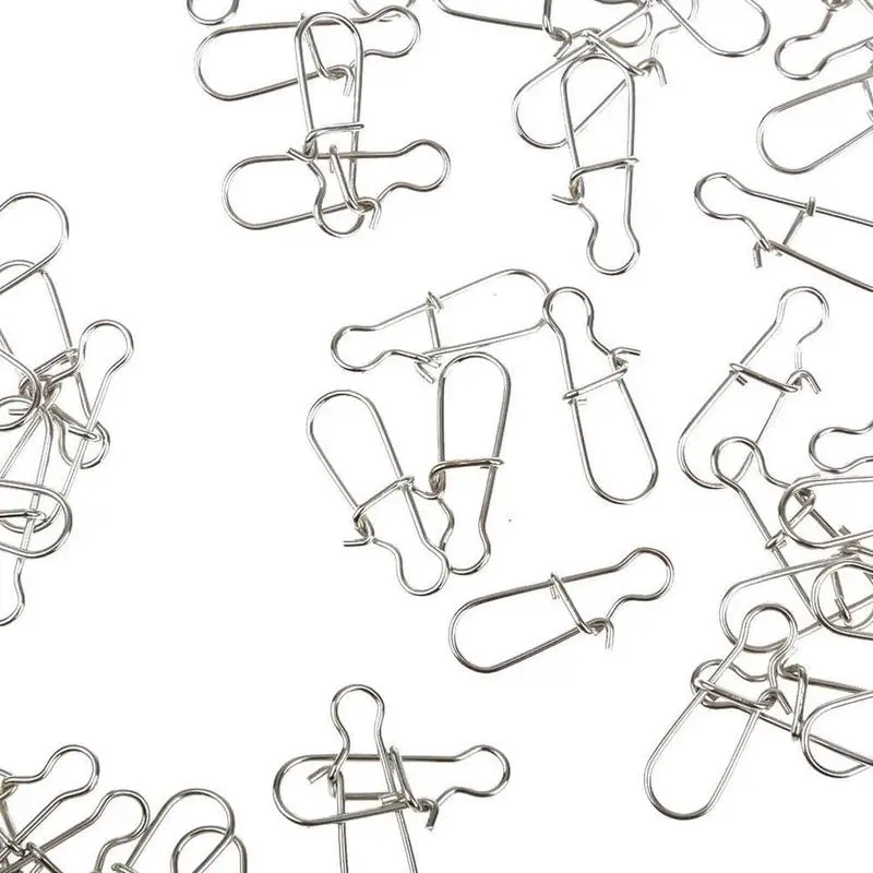 

100pcs Steel Hook Fast Clip Lock Snap Swivel Fishing Connector Solid Rings Safety Snaps For Carp Fishing Hook Accessories Tools