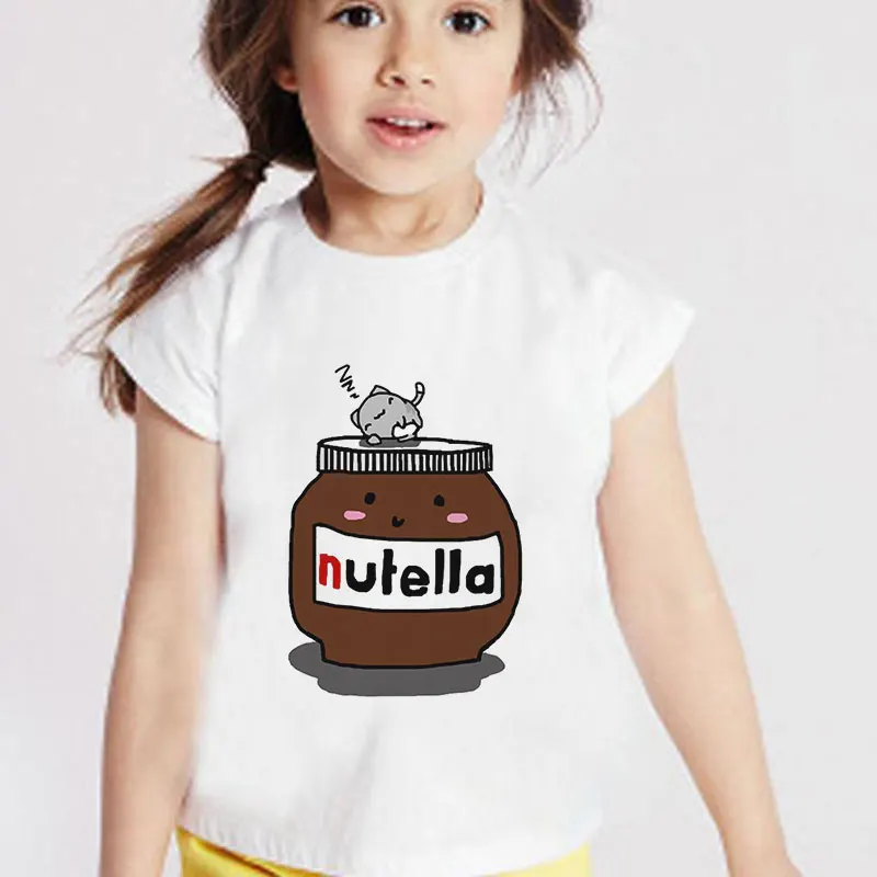 

Sweet Unisex New 2020 Kids Clothes Summer Girls T Shirt Cartoon Peanut Butter Baby Girl Tshirt Nutella Casual Boys Tshirts Cute