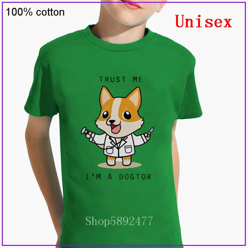 Детская футболка с надписью Trust me i am a dogtor I Love my Welsh Corgi doctor топы для мальчиков