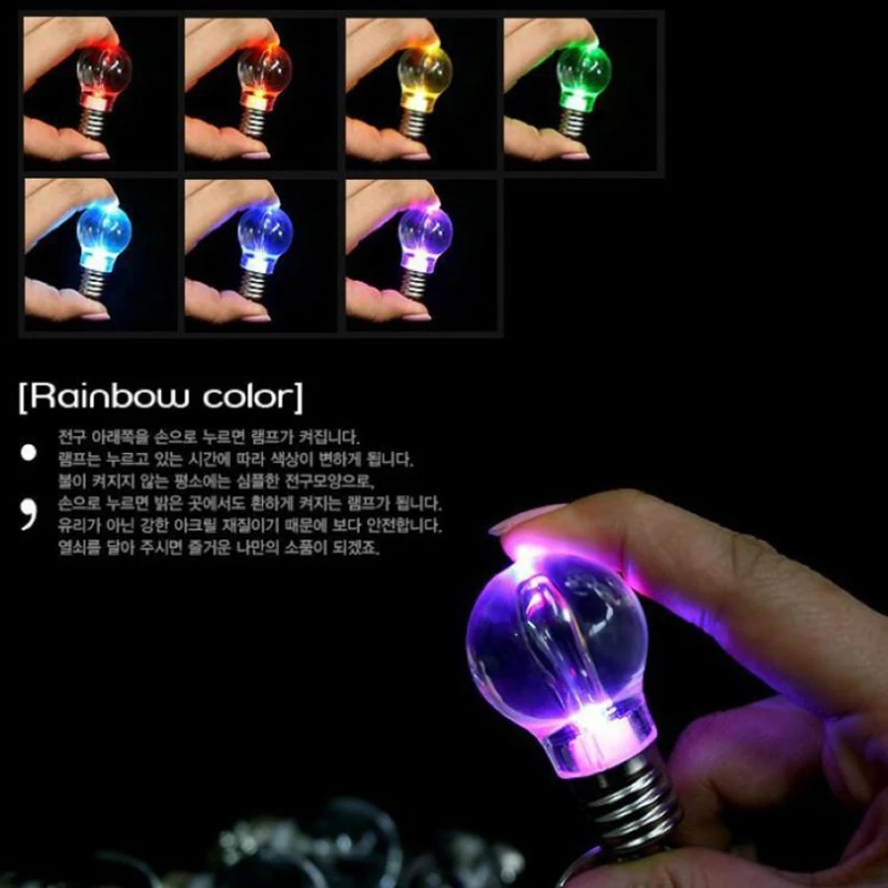

Hot sale colorful light bulb keychain toy Transparent lighting design Key accessories Festive event gift Open the door at night